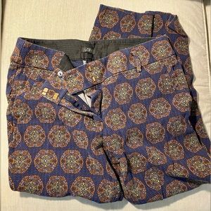 Navy Patterned Curvy Julie Straight Leg LOFT Dress Pants, Size 6